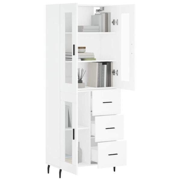 vidaXL Buffet haut Blanc 69,5x34x180 cm Bois d'ing&eacute;nierie