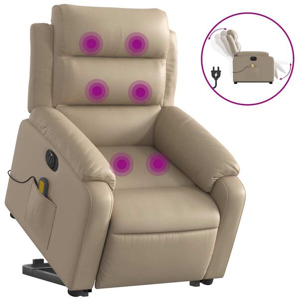 vidaXL Fauteuil inclinable de massage &eacute;lectrique cappuccino similicuir