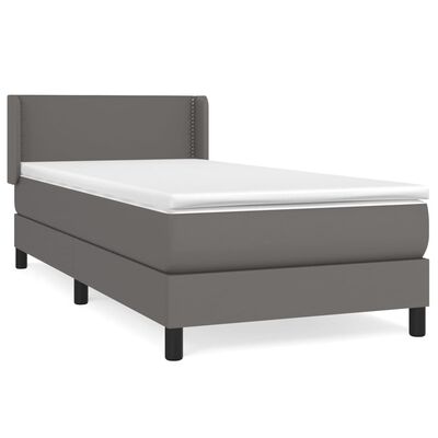 vidaXL Sommier à lattes de lit avec matelas Gris 80x200 cm Similicuir