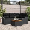 vidaXL Ensemble de canapé de jardin avec coussin 5 pcs Noir polyrotin