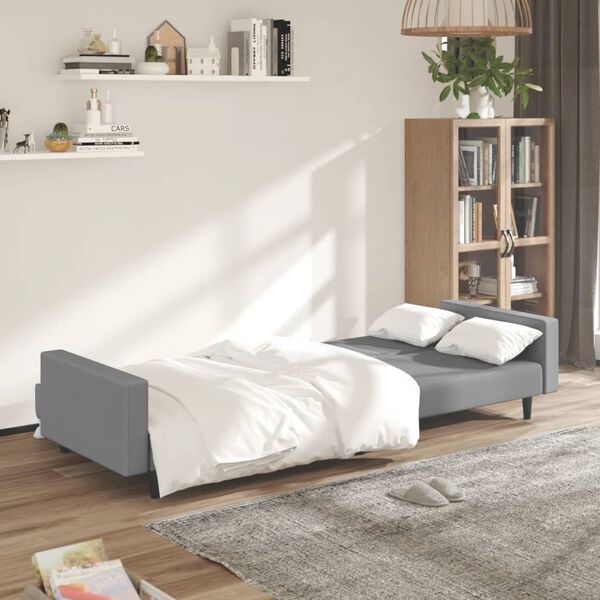 vidaXL Canap&eacute;-lit &agrave; 2 places Gris clair Velours