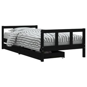vidaXL Cadre de lit d'enfants tiroirs noir 90x190cm bois de pin massif