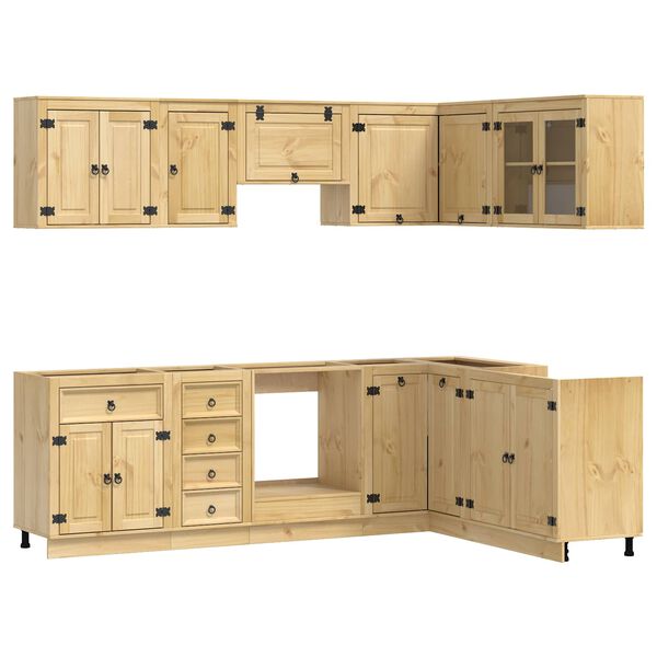 vidaXL Armoire avec tiroir avec porte SKI 10 pcs Brun Miel Pin massif