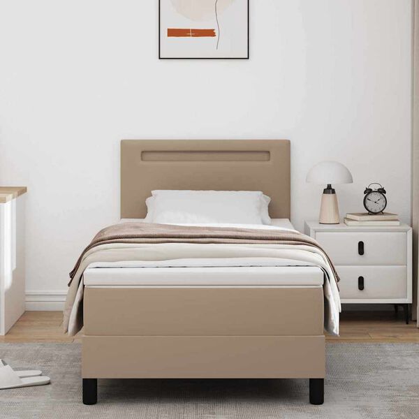 vidaXL Lit &agrave; ressorts avec matelas Cappuccino 90 x 200 cm Simili cuir