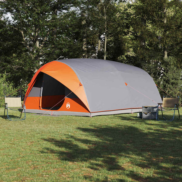 vidaXL Tente Tunnel Gris et orange 500 x 348 x 200 cm taffetas