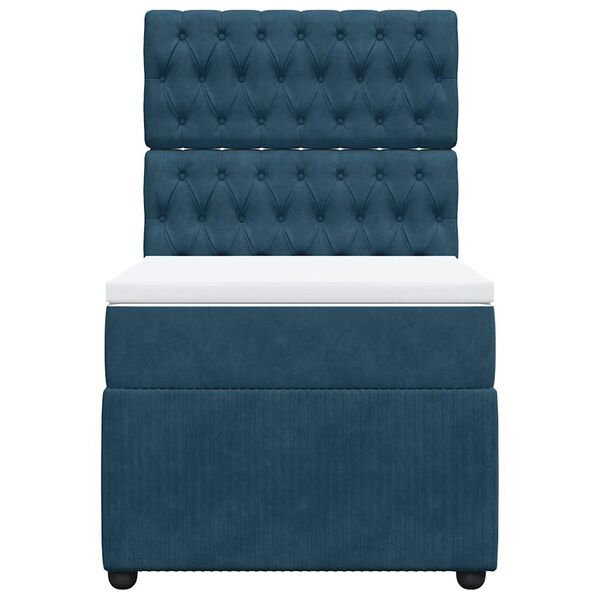 vidaXL Sommier &agrave; lattes de lit avec matelas Bleu fonc&eacute; 90x200 cm