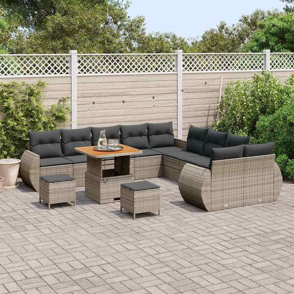 vidaXL Ensemble de canap&eacute; de jardin avec coussin 13 pcs Gris