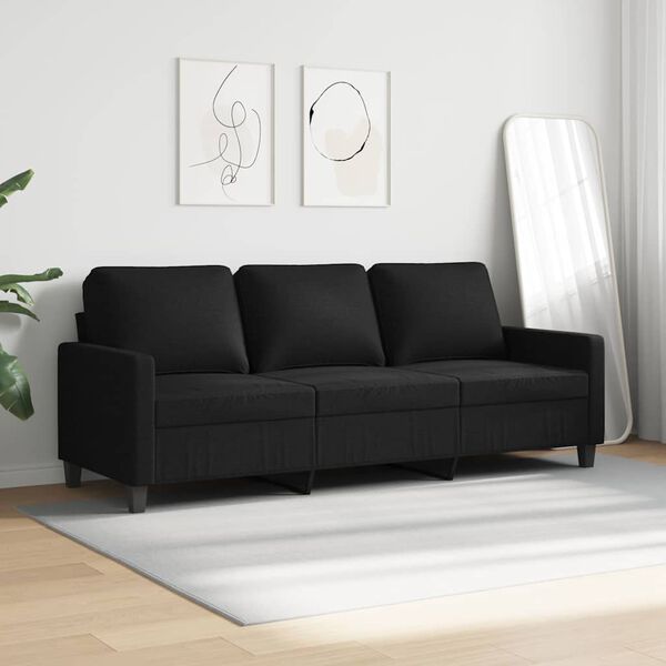 vidaXL Canap&eacute; &agrave; 3 places Noir 180 cm Tissu