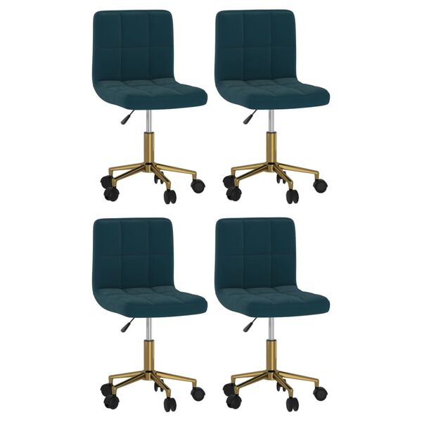 vidaXL Chaises pivotantes &agrave; manger lot de 4 bleu velours