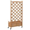 vidaXL Jardini&egrave;re avec treillis et roues marron bois massif de sapin