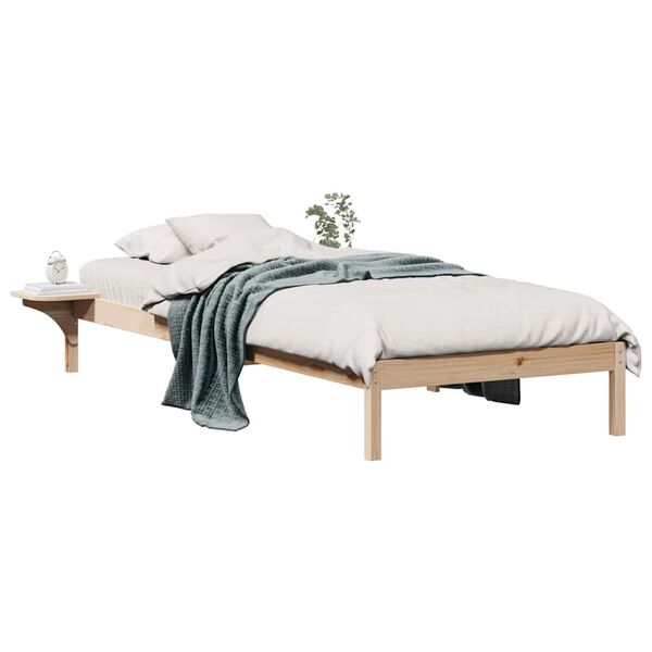 vidaXL Cadre de lit avec tables de chevet Naturel 100 x 220 cm