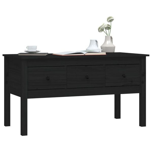 vidaXL Table basse Noir 102x49x55 cm Bois massif de pin
