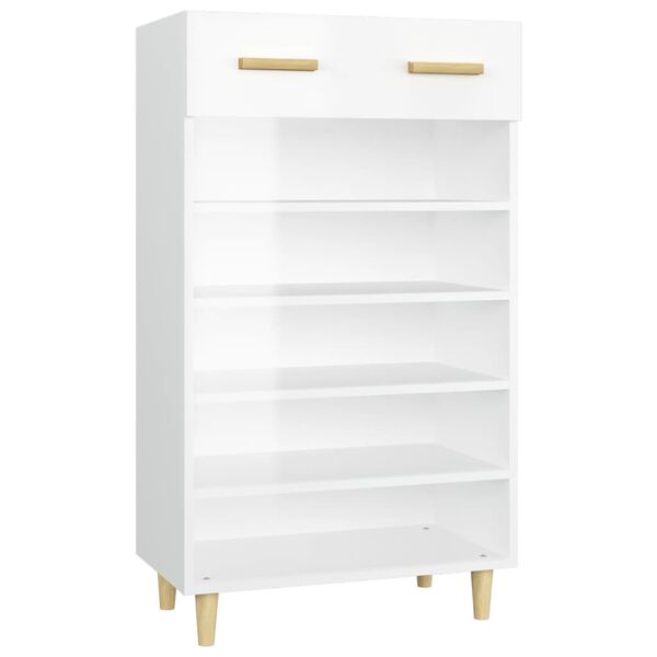 vidaXL Armoire &agrave; chaussure Blanc brillant 60x35x105 cm Bois ing&eacute;nierie