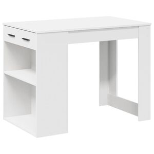 vidaXL Bureau avec tiroir et &eacute;tag&egrave;re blanc bois d'ing&eacute;nierie
