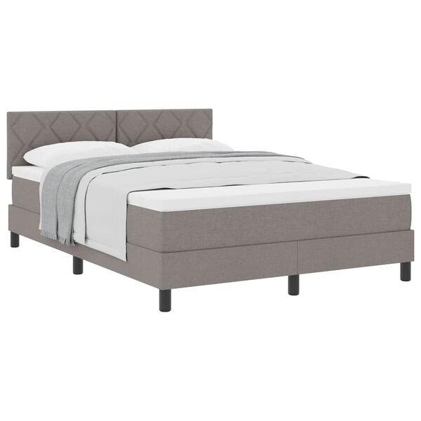 vidaXL Lit boxspring avec matelas Taupe 160 x 200 cm tissu