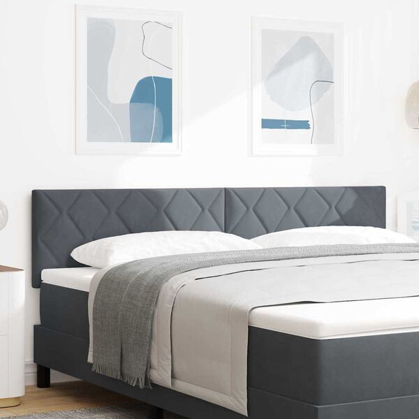 vidaXL T&ecirc;te de lit avec t&ecirc;te de lit Gris fonc&eacute; 180 cm Velours
