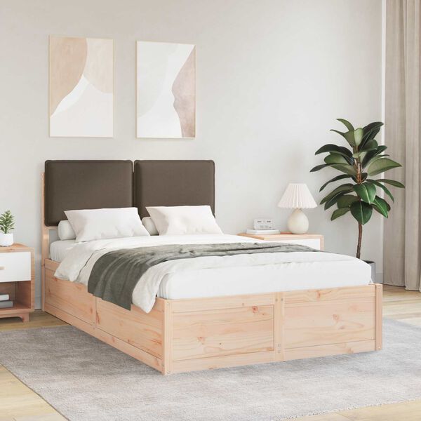vidaXL Cadre de lit avec t&ecirc;te de lit rembourr&eacute;e Taupe 120 x 200 cm