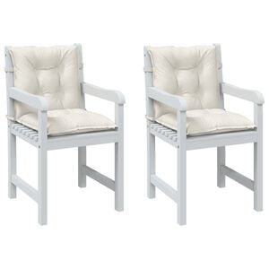 vidaXL Coussins de chaise &agrave; dossier bas lot de 2 cr&egrave;me m&eacute;lang&eacute; tissu