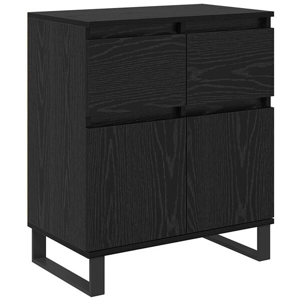 vidaXL Buffet Ch&ecirc;ne noir 60 x 35 x 70 cm Bois d'ing&eacute;nierie et fer