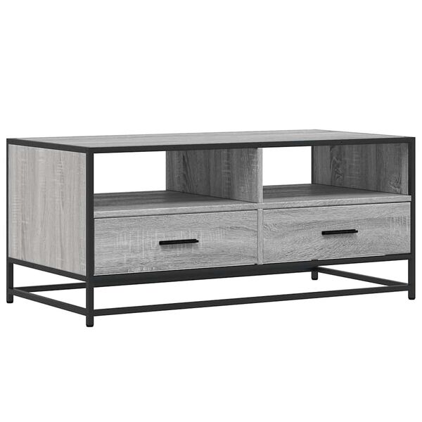 vidaXL Table basse sonoma gris 100x50x45 cm bois d'ing&eacute;nierie et m&eacute;tal