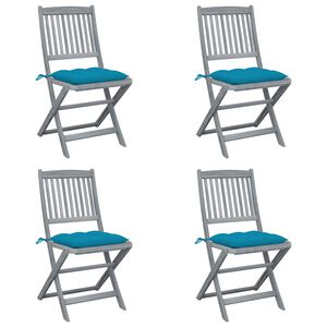 vidaXL Chaises pliables d'ext&eacute;rieur lot de 4 et coussins Bois d'acacia