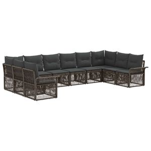 vidaXL Ensemble de canap&eacute; de jardin 10 pc Gris polyrotin