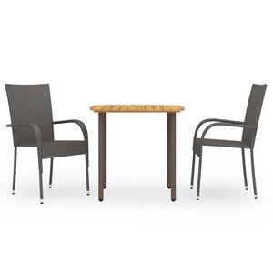 vidaXL Ensemble &agrave; manger de jardin 3pcs R&eacute;sine tress&eacute;e Marron