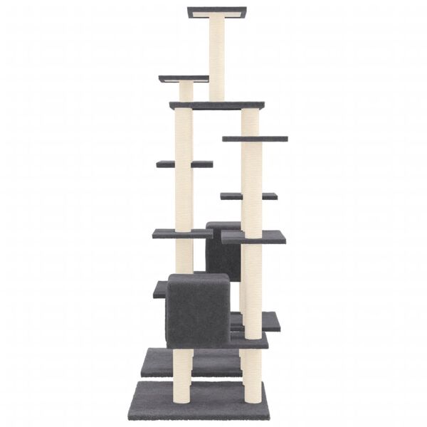 vidaXL Arbre &agrave; chat avec griffoirs en sisal Gris fonc&eacute; 145 cm