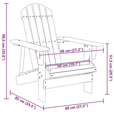 vidaXL Chaise Adirondack gris 69x85x90,5 cm bois massif de sapin