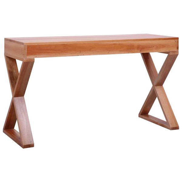 vidaXL Bureau d'ordinateur Naturel 115x47x77 cm Bois d'acajou massif