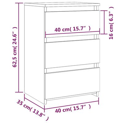 vidaXL Tables de chevet 2 pcs Sonoma gris 40x35x62,5cm Bois ingénierie