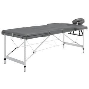 vidaXL Table de massage 3 zones Cadre en aluminium Anthracite 186x68cm