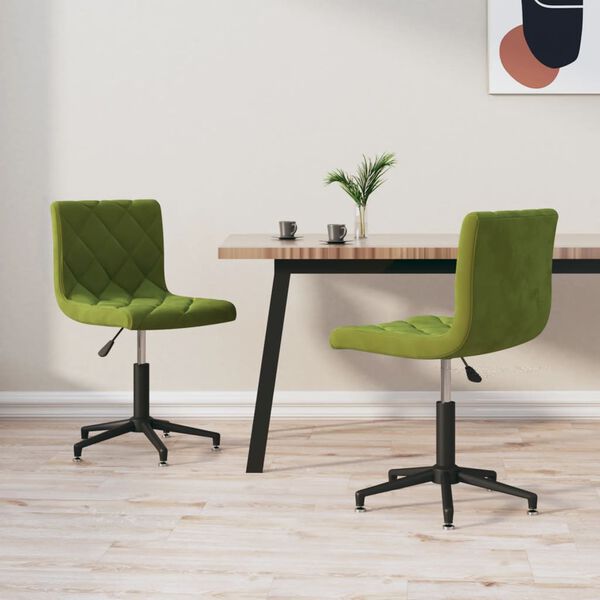 vidaXL Chaises pivotantes &agrave; manger lot de 2 vert clair velours