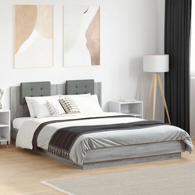 vidaXL Cadre de lit avec tête de lit sonoma gris 120x200 cm