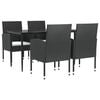 vidaXL Ensemble &agrave; manger de jardin 5 pcs noir r&eacute;sine tress&eacute;e et acier