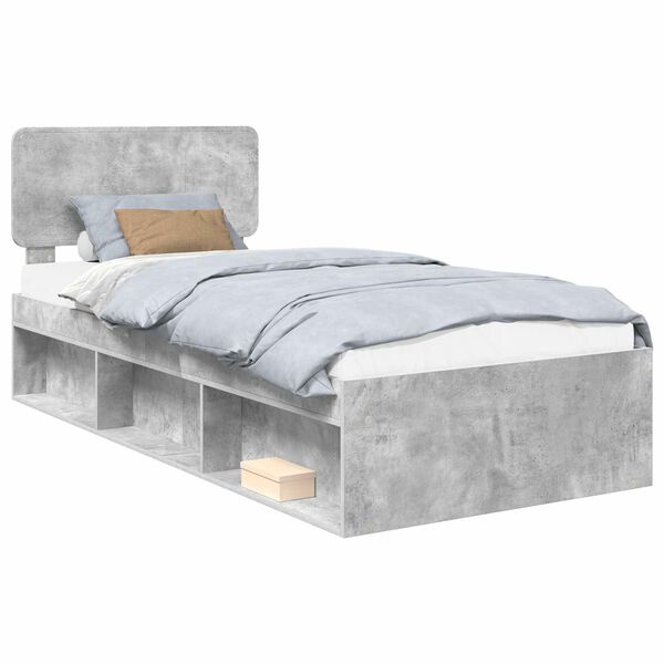 vidaXL Cadre de lit Gris B&eacute;ton 100 x 200 cm Pin massif