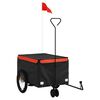 vidaXL Remorque de v&eacute;lo noir et orange 30 kg fer