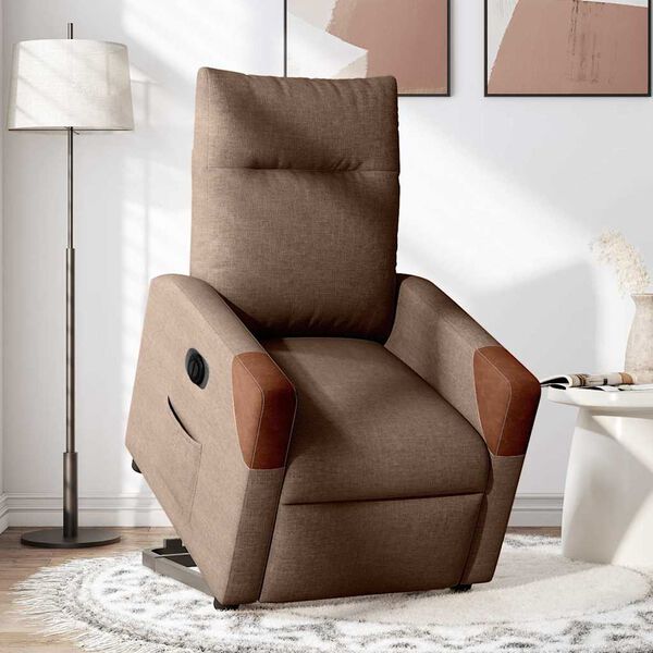 vidaXL Fauteuil inclinable &eacute;lectrique marron tissu