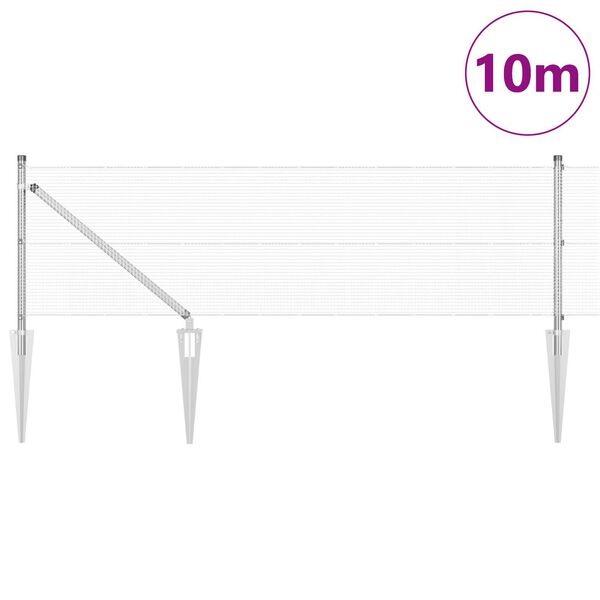 vidaXL Poteau de cl&ocirc;ture. Argent&eacute; 10 x 0,4 m (maille 12 x 12 mm) Acier