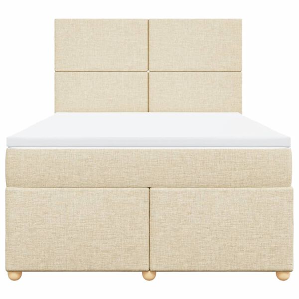 vidaXL Sommier &agrave; lattes de lit avec matelas Cr&egrave;me 160x200 cm Tissu