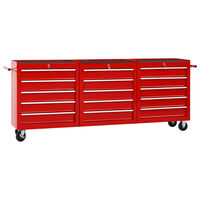 vidaXL Chariot à outils avec 15 tiroirs Acier Rouge