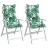 vidaXL Coussins de chaise à dossier haut lot de 2 modèle de feuille
