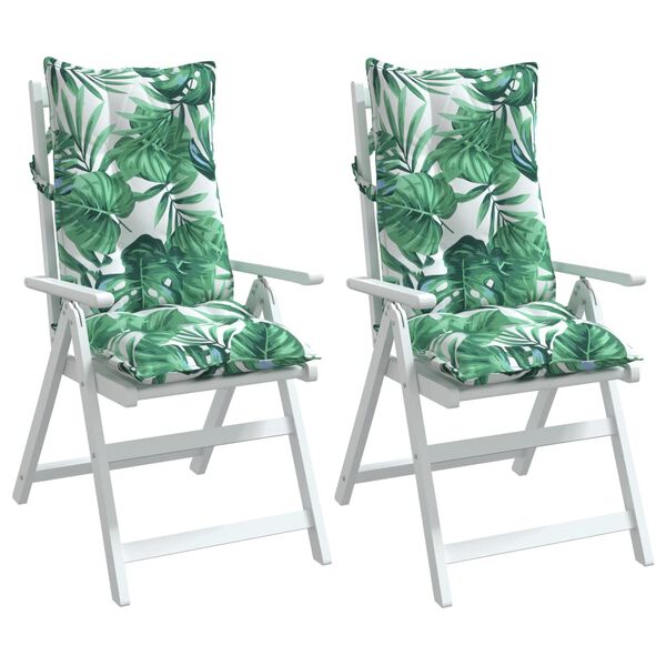 vidaXL Coussins de chaise à dossier haut lot de 2 modèle de feuille