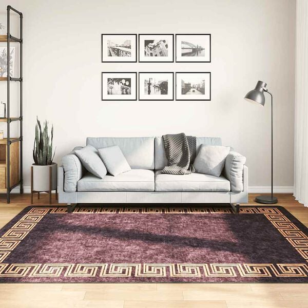 vidaXL Tapis lavable antid&eacute;rapant 160x230 cm noir et dor&eacute;