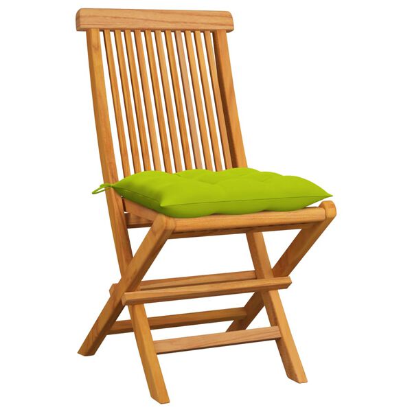 vidaXL Chaises de jardin avec coussins vert vif lot de 6 Bois de teck