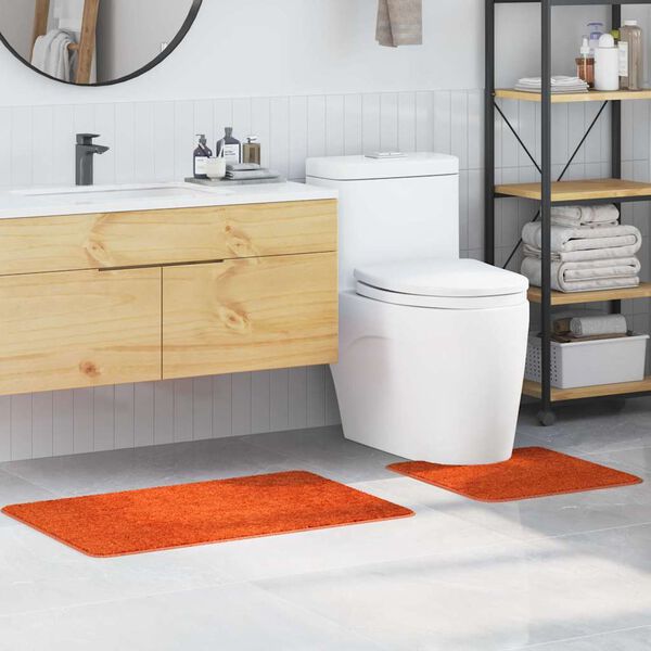 vidaXL Ensemble de tapis de bain antid&eacute;rapants 2 pcs Orange PP