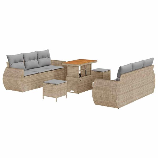 vidaXL Ensemble de canap&eacute; de jardin 9 pcs Beige et Gris clair