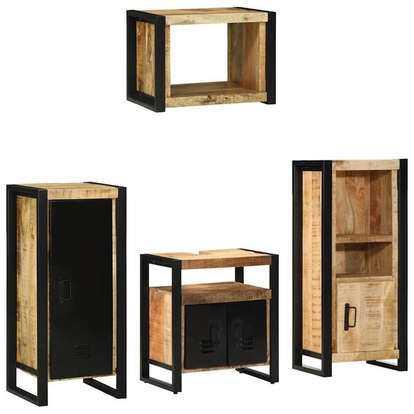 vidaXL Ensemble de mobilier de salle de bain avec &eacute;tag&egrave;re 4 pcs