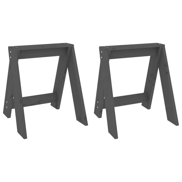 vidaXL Tabourets lot de 2 gris 40x40x45 cm bois massif de pin