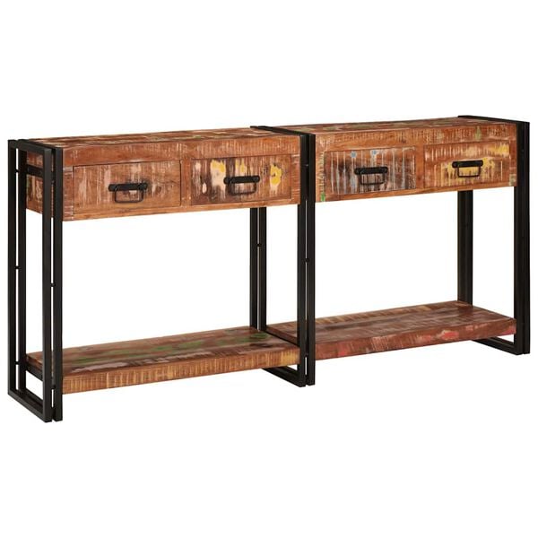 vidaXL Table console avec tiroir 2 pcs Multicolore Bois d'ingénierie